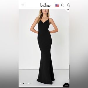 Lulus Black Evening/Prom Dress Gown - Moments of Bliss Black Backless Mermaid